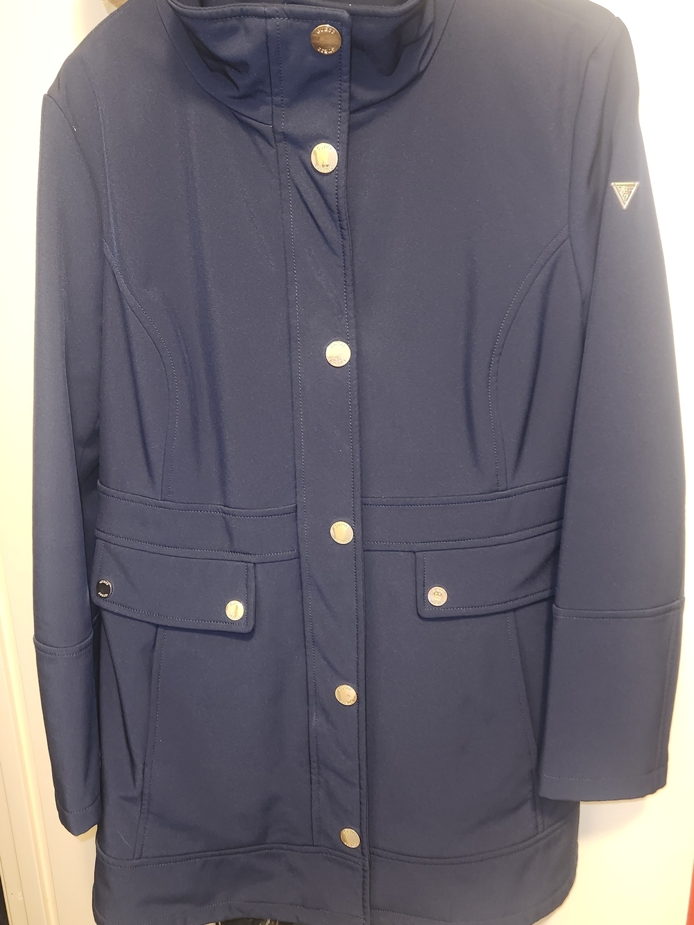 GUESS Women's Navy Long Jacket - Picture 2 of 4